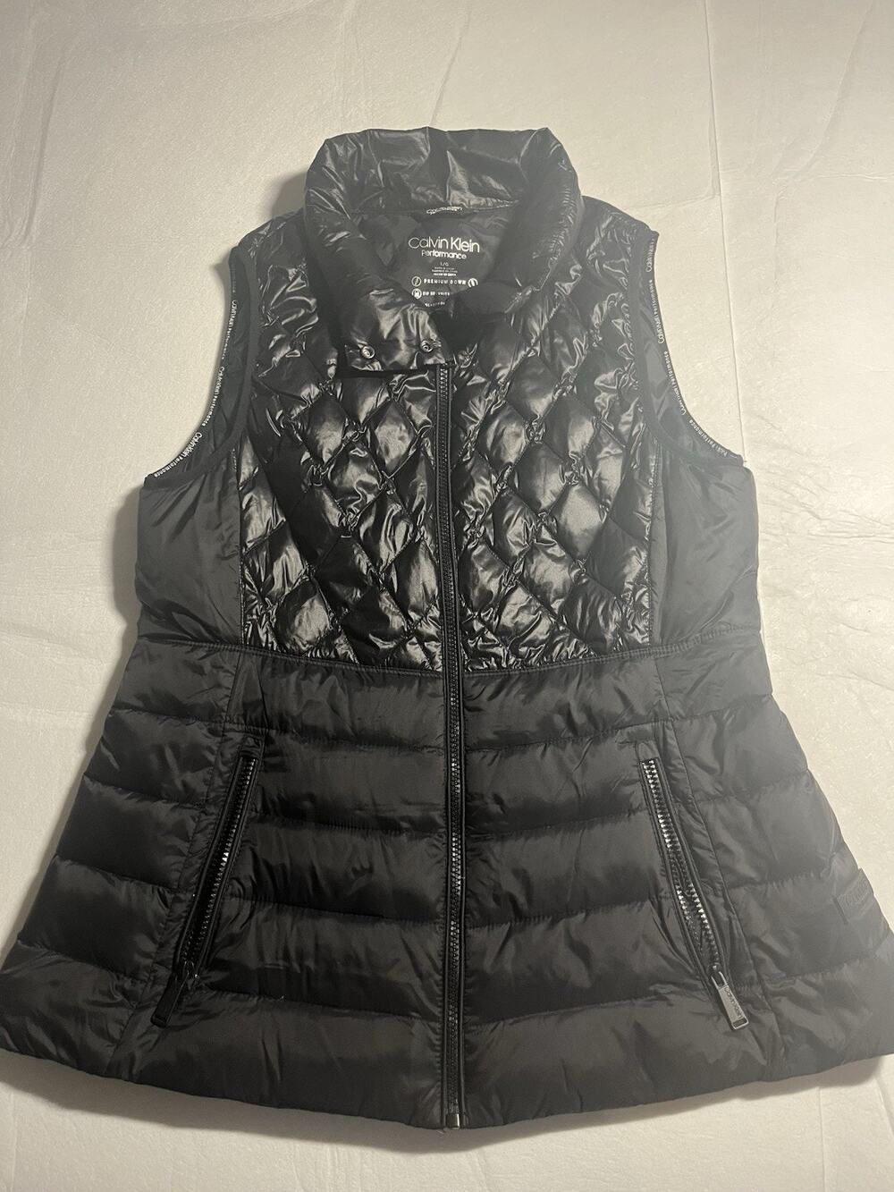 Calvin Klein Performance Womens L Black Premium Down Puffer Quilted Vest